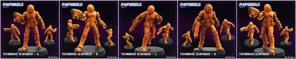 3D Printed Papsikels Technomad Scavenger Set 28mm 32mm - $8.33+