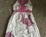 Tracy Negoshian Dress Womens Small White Pink Mosaic Elephants Cotton Ha... - $18.69