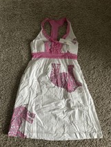 Tracy Negoshian Dress Womens Small White Pink Mosaic Elephants Cotton Ha... - $25.57 CAD