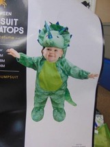 Triceratops Dinosaur 1 Pc Green Hooded Plush Jumpsuit Halloween Costume-6/12 mth - £15.91 GBP
