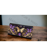 Women&#39;s Trifold Wallet - Butterflies Gold and Purple Design - $472.26 MXN
