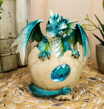 March Birthstone Dragon Egg Statue Aquamarine Blue Gem Birthday Dragon Hatchling - £23.17 GBP