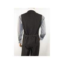 Men Denim Suit Royal Diamond 3 Piece vested Wide Leg Pleated Pants Den2 black image 7