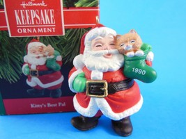 Cat Kitten ornament Santa 1990 Hallmark keepsake Ornament New in Box 2.5" - £6.32 GBP