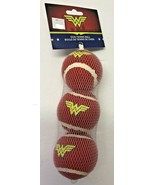 WONDER WOMAN Dog Tennis Balls SQUEEKY Set of 3 Pet Toy - £11.67 GBP