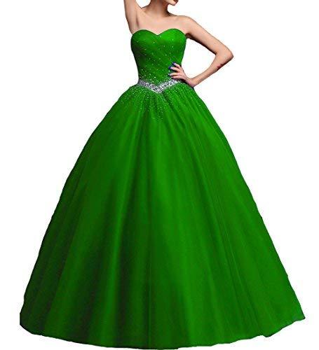 Kivary Beaded Tulle Long Ball Gown Formal Prom Quinceanera Dresses Lime Green US