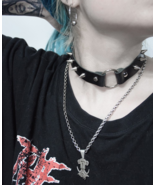 Gothic Rivet Spike Studded Choker Punk Rock Leather Collar Necklace Adju... - $10.90 CAD