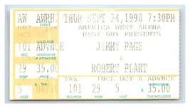 JIMMY Page Robert Plant Ticket Stub Septiembre 24 1998 Fénix Arizona - £34.97 GBP