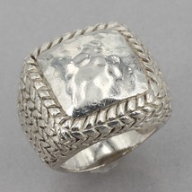 Retired Silpada Sterling Square Hammered Dome Ring Braid Design R1646 Si... - $39.99