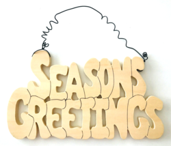 Wood &amp; Wire Door Hanger Ready to Paint Seasons Greetings Christmas Holid... - £9.90 GBP