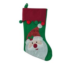 Medium Christmas Stocking Santa Felt Pom Pom Decoration - $11.04 CAD