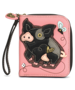 SPOTTED BLACK PIG ZIP AROUND WALLET WRISTLET PINK CHALA - $678.00 MXN