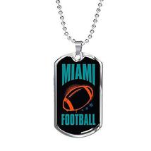 Express Your Love Gifts Miami Fan Necklace Dog Tag Stainless Steel or 18k Gold 2 - £43.02 GBP