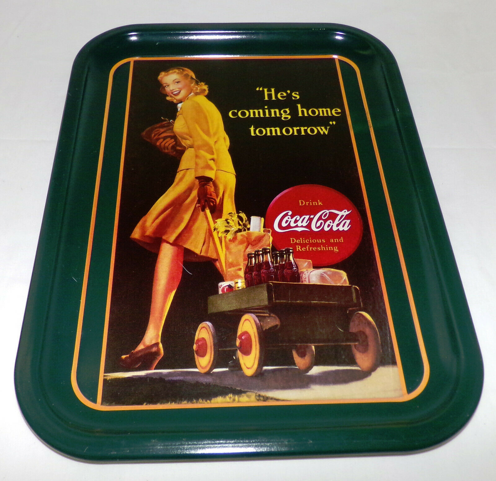 Primary image for Vintage Coca Cola Tray Celebration*Groceries*Family*& Coca Cola Org Artwork 1944