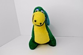 Vintage Acme Green &amp; Yellow Dinosaur Plush 12&quot; Stuffed Animal Made in Korea - £11.60 GBP
