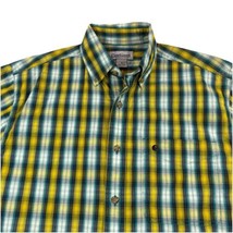 Vintage Carhartt Button Up Shirt Mens L Yellow Plaid Short Sleeve Single Stitch - £22.73 GBP