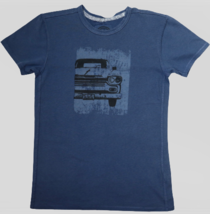NWT Life is Good Men`s T Shirt S Slim Fit Epic Tee Car Stamp Blue Fade Out New - £23.46 GBP