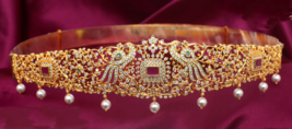 Indian Bollywood AD CZ Style Kamar Bandh South Waist Belt Body Temple Jewelry - £144.40 GBP