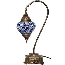 LaModaHome Table Lamp, Mosaic Lamps, Blue Glass, Moroccan Lanterns, Turkish Lamp - £53.16 GBP