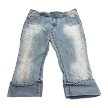 Angels Jeans Women 14 Petite Blue Denim Stretch 5-Pocket Mid-Rise Zip Fly Cuffed - £19.54 GBP
