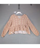 Simply Southern Women&#39;s L Daisy Floral Oversized Smocked Puff Sleeve Cro... - $33.95 CAD