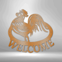 Welcome Rooster Steel Sign Laser Cut Powder Coated Home &amp; Office Metal W... - $52.20+