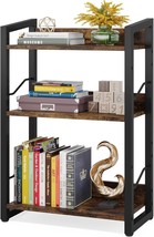 Hosfais Book Shelf Small Bookshelf: 3-Tier Wood Bookcase, Rustic Brown - $41.92