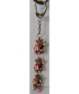 3 Teedy Bear In A Row-Blue Clothes With Pink Present (Silver Pink Bell) ... - $10.00