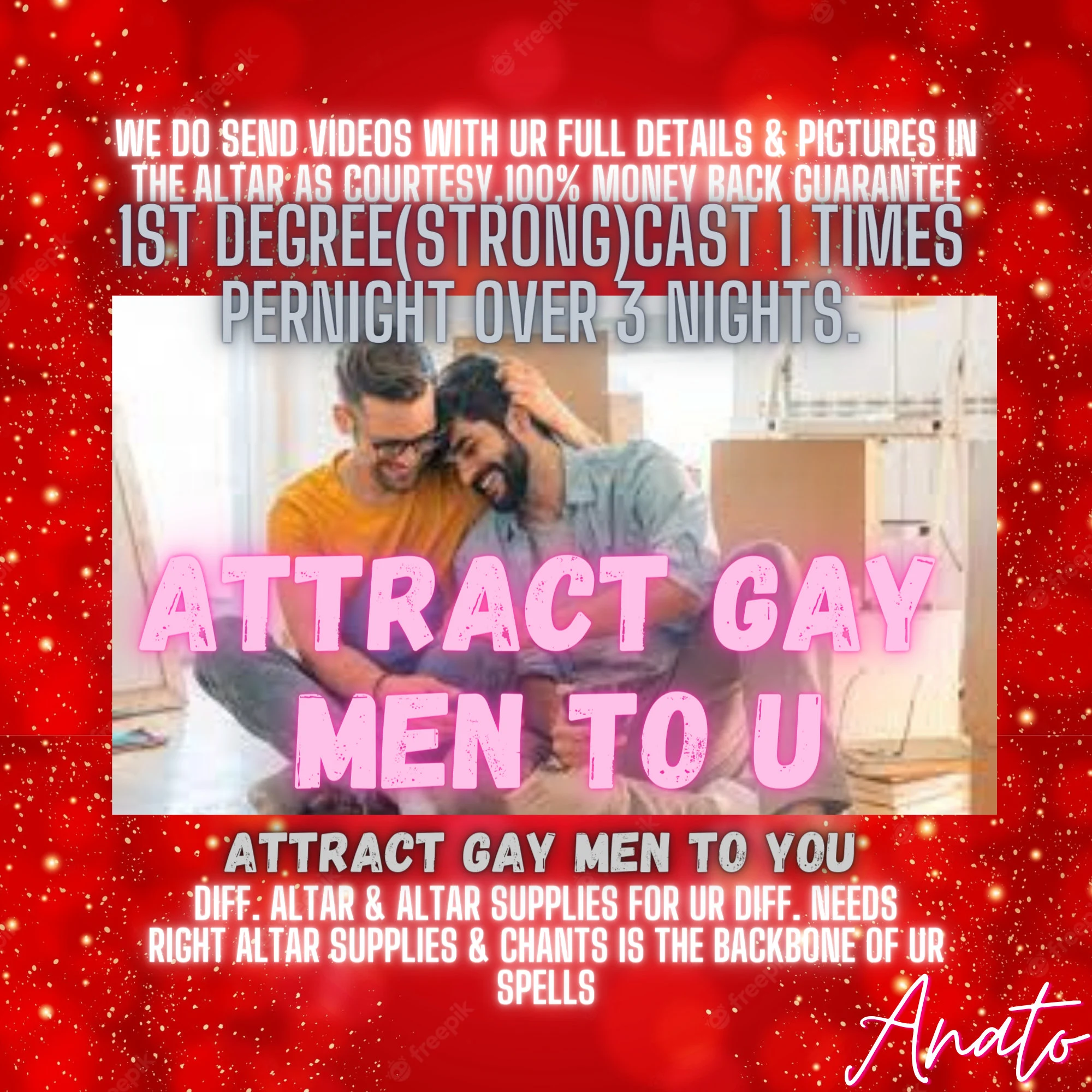 Attract Gay Gay Love Spell, Attract Gay Men to You, Homosexual Love Spell - $660.00