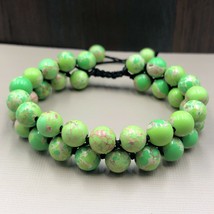 Composite Vert Cuivre Turquoise 8mm Perles 2 Strand Fil Bracelet 2TB-33 - £11.06 GBP