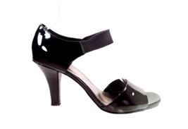 Women SIZE 11 High Heel Black Sandal APOSTROPHE Patent Leather Open Toe ... - £29.77 GBP