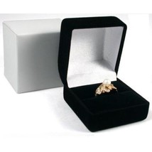 Flocked Square Black Velvet Ring Box Boxes Single Lot Gift Jewelry Charm... - £5.90 GBP