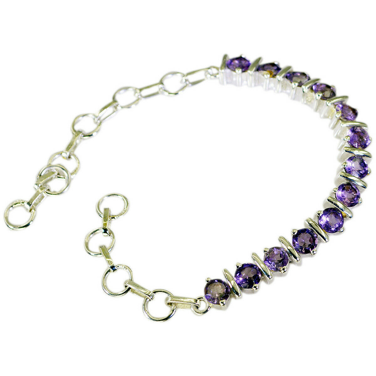 exquisite Amethyst 925 Solid Sterling Silver Purple Bracelet genuine ind... - $37.61