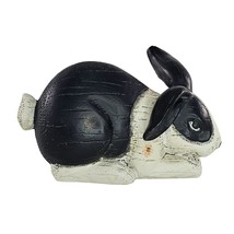 Vintage Style Bunny Rabbit Black White Figurine Faux Wood Resin - $14.99