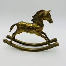 Brass Rocking Horse Figurine Tail Down Paperweight Sculpture Vintage Solid  - £30.86 GBP