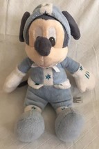 Disney Store Mickey Plush Winter 9” Pale Blue Snowflakes RARE Vintage - £11.99 GBP