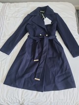 BNWT Ted Baker Ladies Winter Coat Navy Blue Fits UK Size 8 Gold - £199.47 GBP