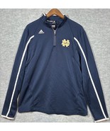 Adidas Notre Dame Mens Sz M Quarter Zip Pullover Blue Sweatshirt Logo At... - $291.89 MXN