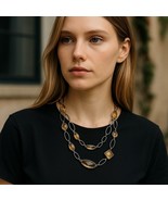 J. Crew Gold Tone Sea Glass Green Stone Necklace 24&quot; - $373.49 MXN