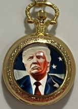 Donald Trump Gold Toned Pocket Watch Quartz Analog with Chain New - £9.46 GBP