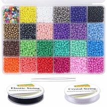 8400Pcs Multicolor Glass Seed Beads Small Craft Beads Kit For Diy Bracel... - £23.46 GBP