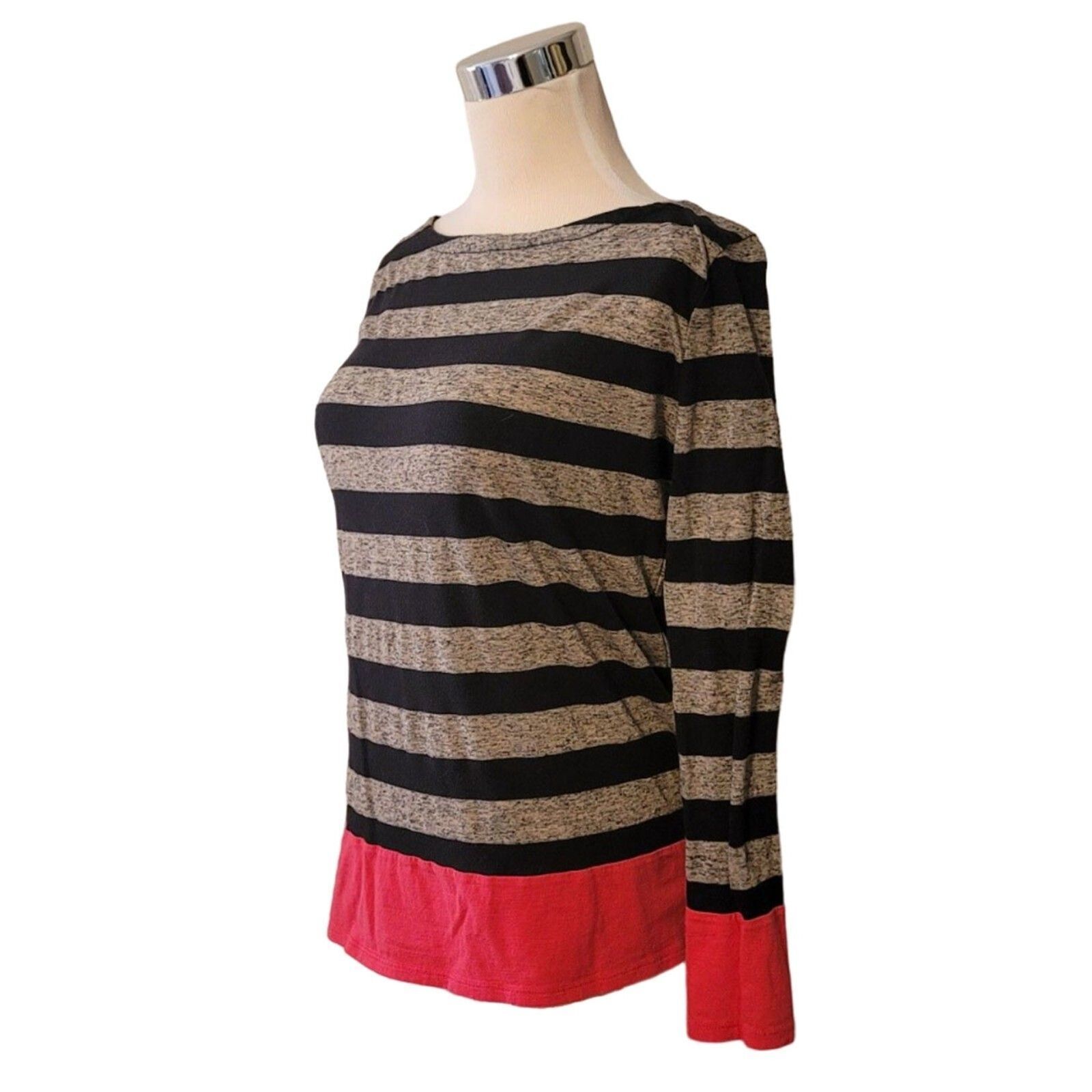 Gap Striped Black Gray Pink Long Sleeve Shirt Size S - $14.85