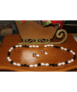 Vintage Miriam Haskell Molded Black White Glass Necklace Matcing Earring... - $325.00