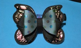 HOMEMADE 4 LAYER BUTTERFLY HAIRBOW, BROWN WITH POLKA DOTS. 3.5&quot; X 3&quot; - $5.86