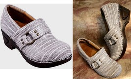 $90 Nurse Mates Khaki Leather Slip-Resistant Dakota Clogs Mules Nursing Shoes 6M - £21.55 GBP