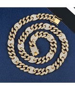 18k Layered real gold filled hiphop necklace bracelet icedout Cuban mariner l... - $920.94 MXN