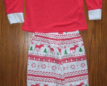 NEW Kids Reindeer Snowflake 2 Pc Pajamas Set sz 5 PJs top &amp; pants red fa... - £7.02 GBP
