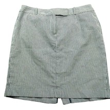 Talbots A Line Petite Skirt Size 14WP Blue White Striped Front Zip Belt ... - $31.18