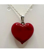 Murano Glass Handcrafted Lovely Red Heart Pendant &amp; 925 Sterling Silver ... - $54.57 CAD