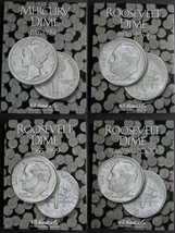 Set of 4 He Harris Mercury Roosevelt Dime Coin Folders Number 1-4 1916-2... - $27.95
